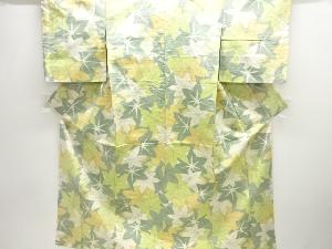 楓模様織出し十日町紬着物